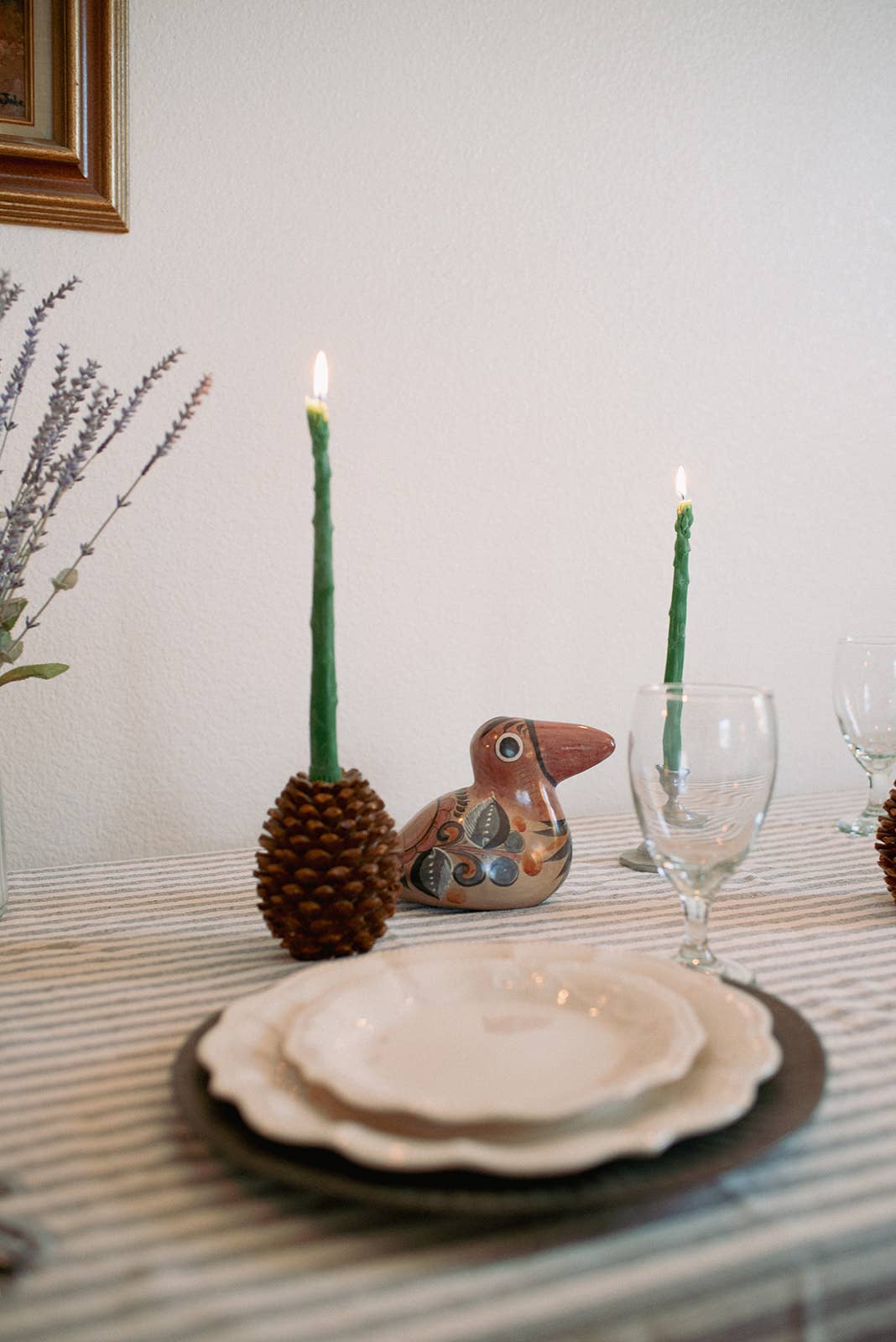 Beeswax Asparagus Taper Candle (Set of 2)