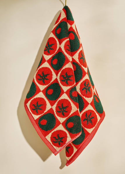 Olive and Tomato Cotton Terry Cloth Towel