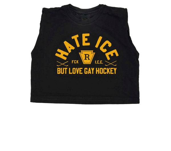 I Hate ICE but Love Gay Hockey Heated Rivalry Cropped Muscle Tank