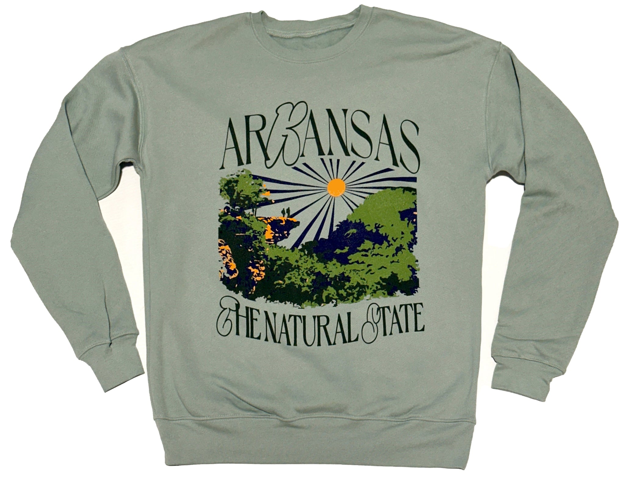 Hawksbill Crag Arkansas The Natural State Dusty Blue Sweatshirt