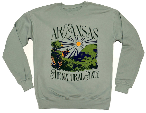 Hawksbill Crag Arkansas The Natural State Dusty Blue Sweatshirt