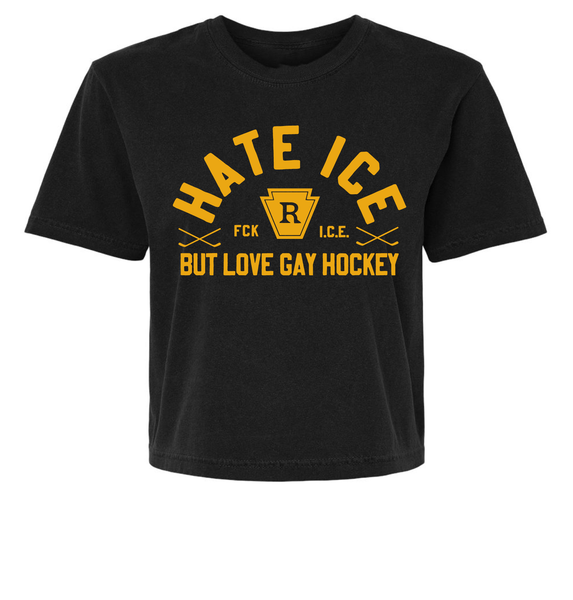 I Hate ICE but Love Gay Hockey Heated Rivalry Cropped Tee