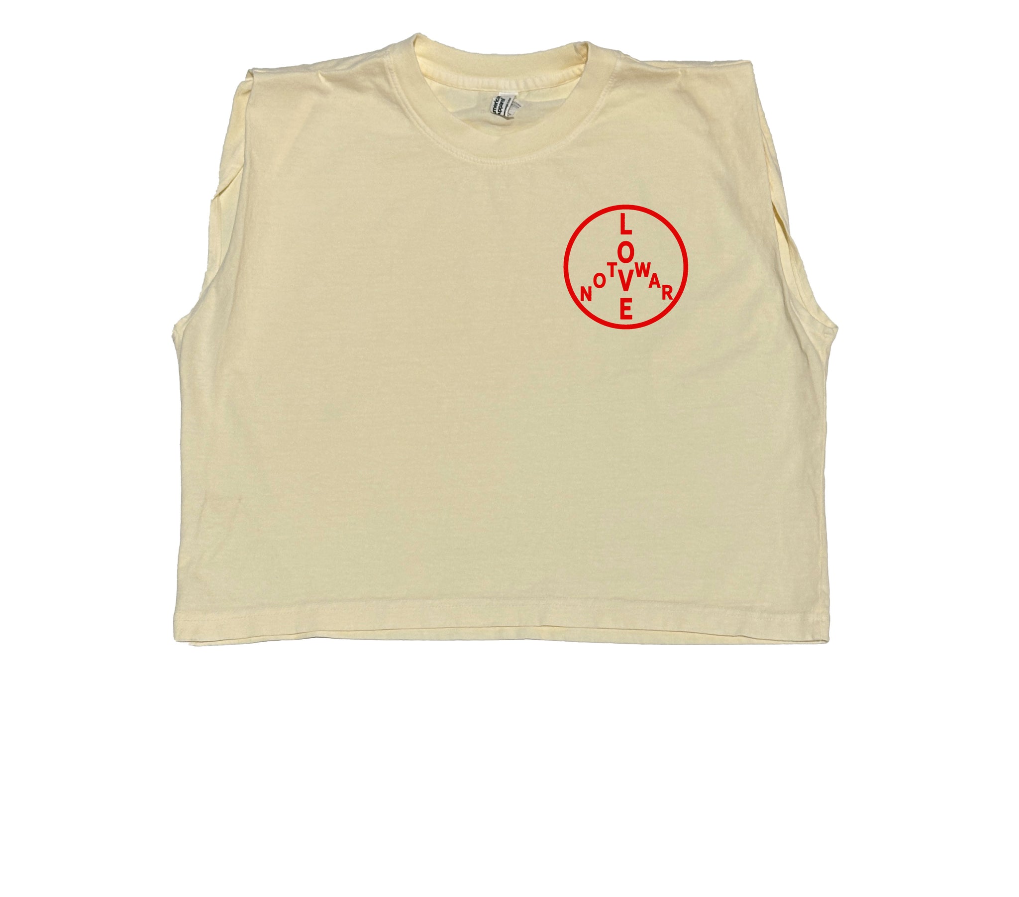 LOVE Not War Cropped Muscle Tank - Faded Ivory