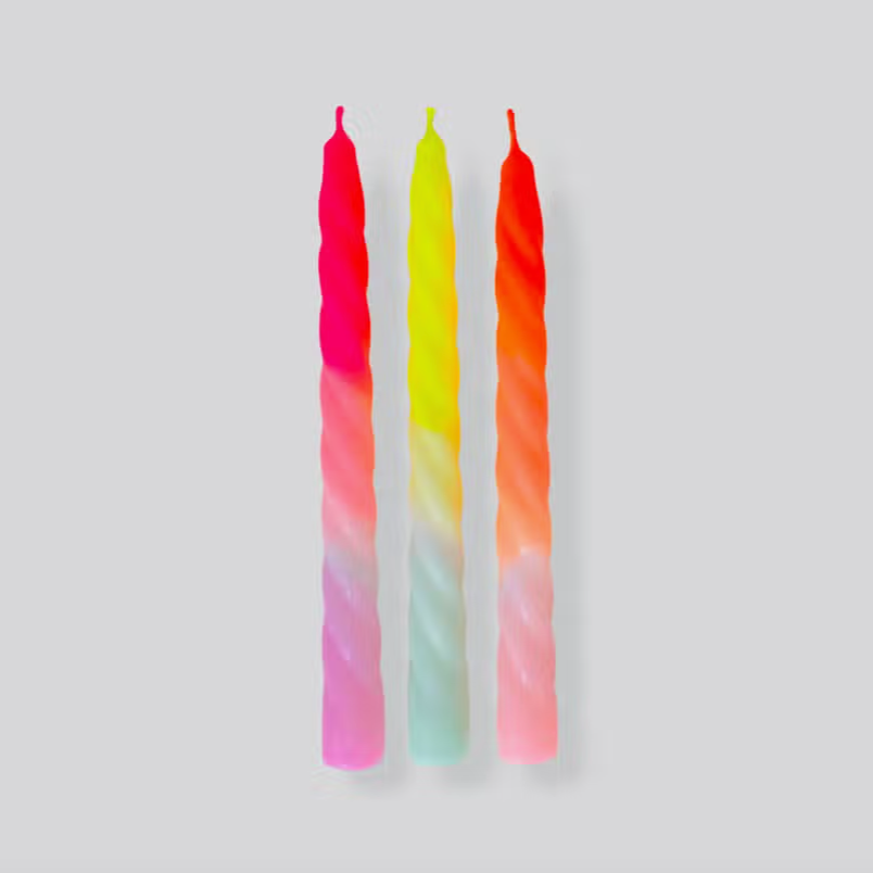 Dip Dye Twisted Candle Set / Fruit Salad