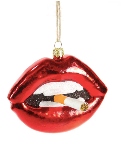 Lips with Cigarette Ornament