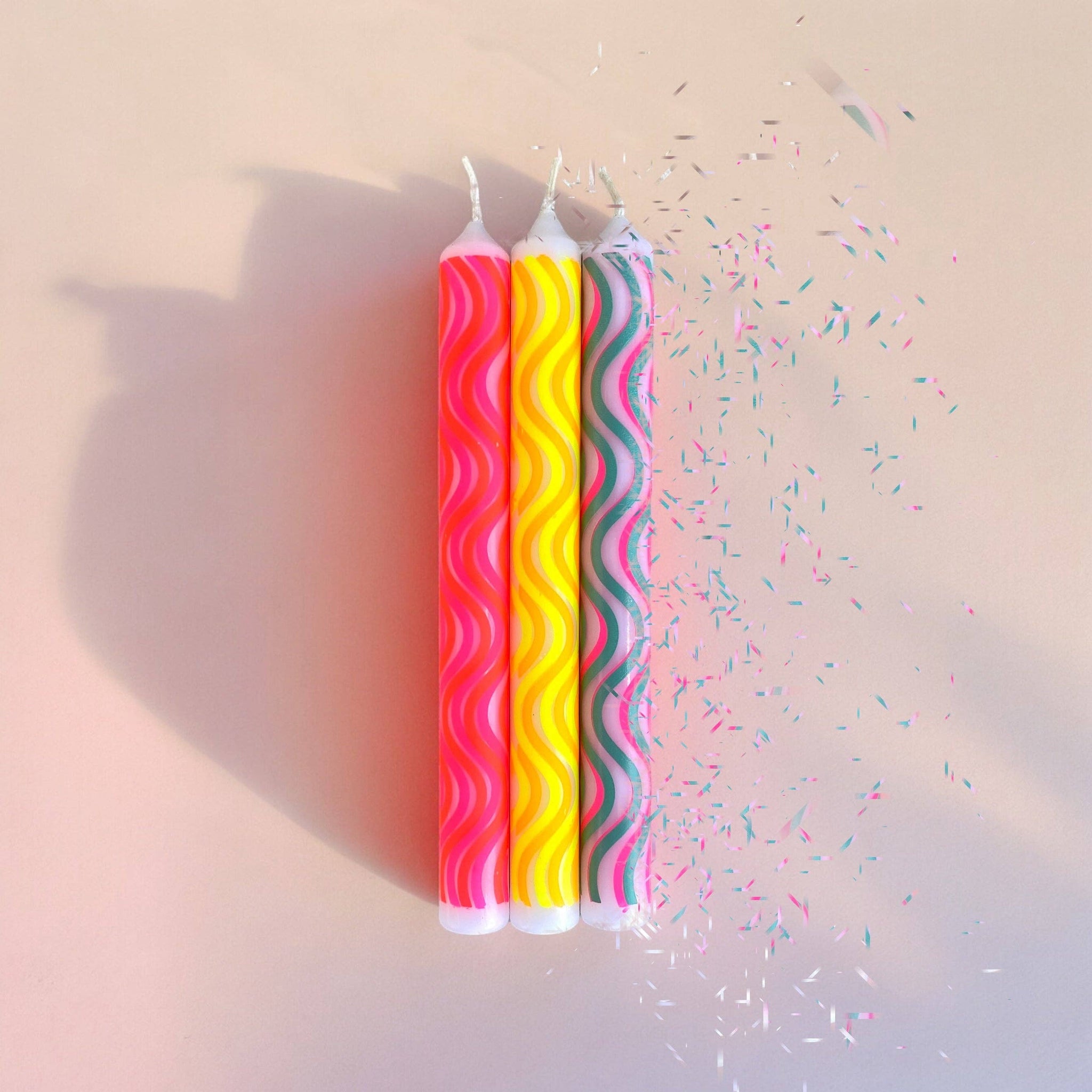 Neon Wavy Graphic Colorful Taper Candles