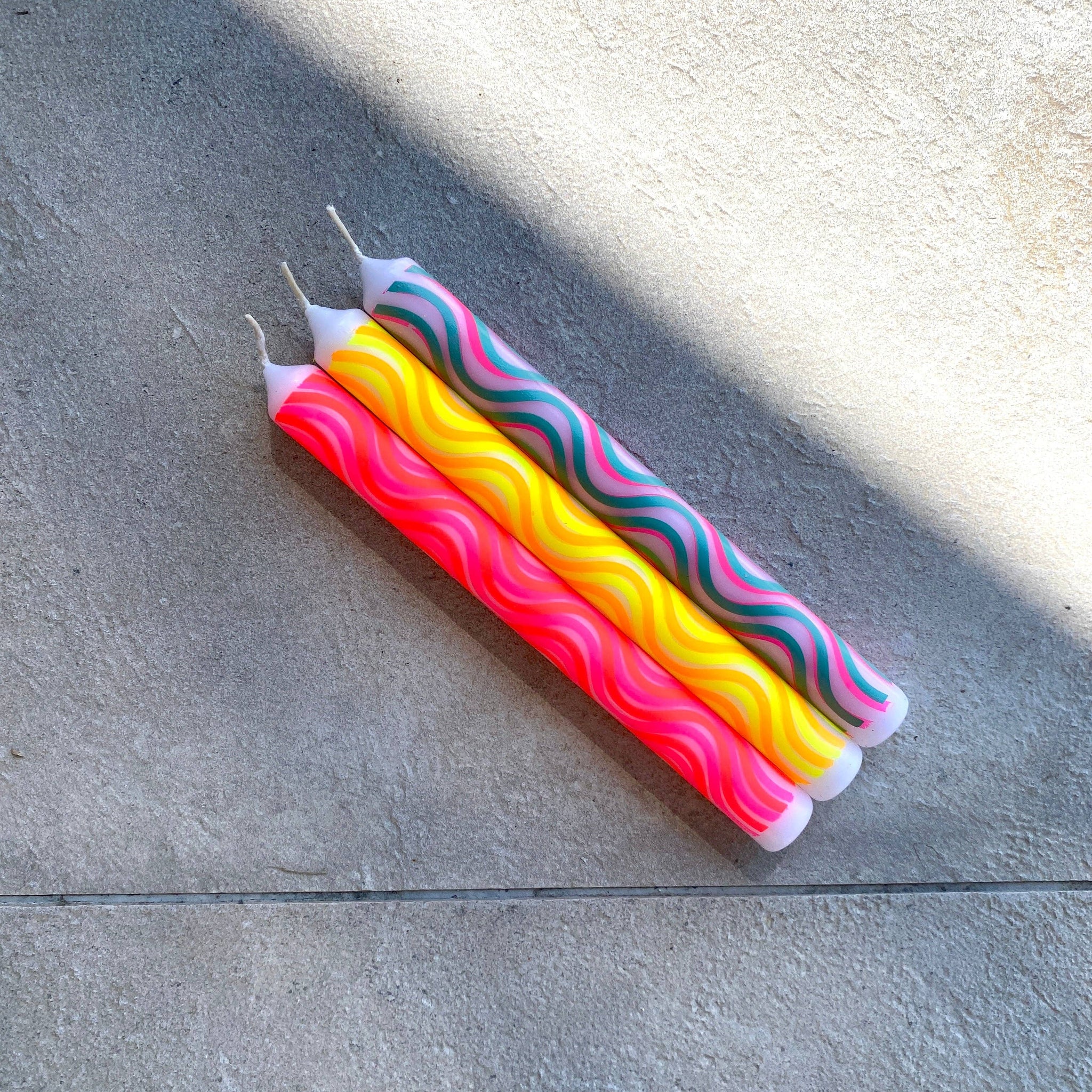 Neon Wavy Graphic Colorful Taper Candles