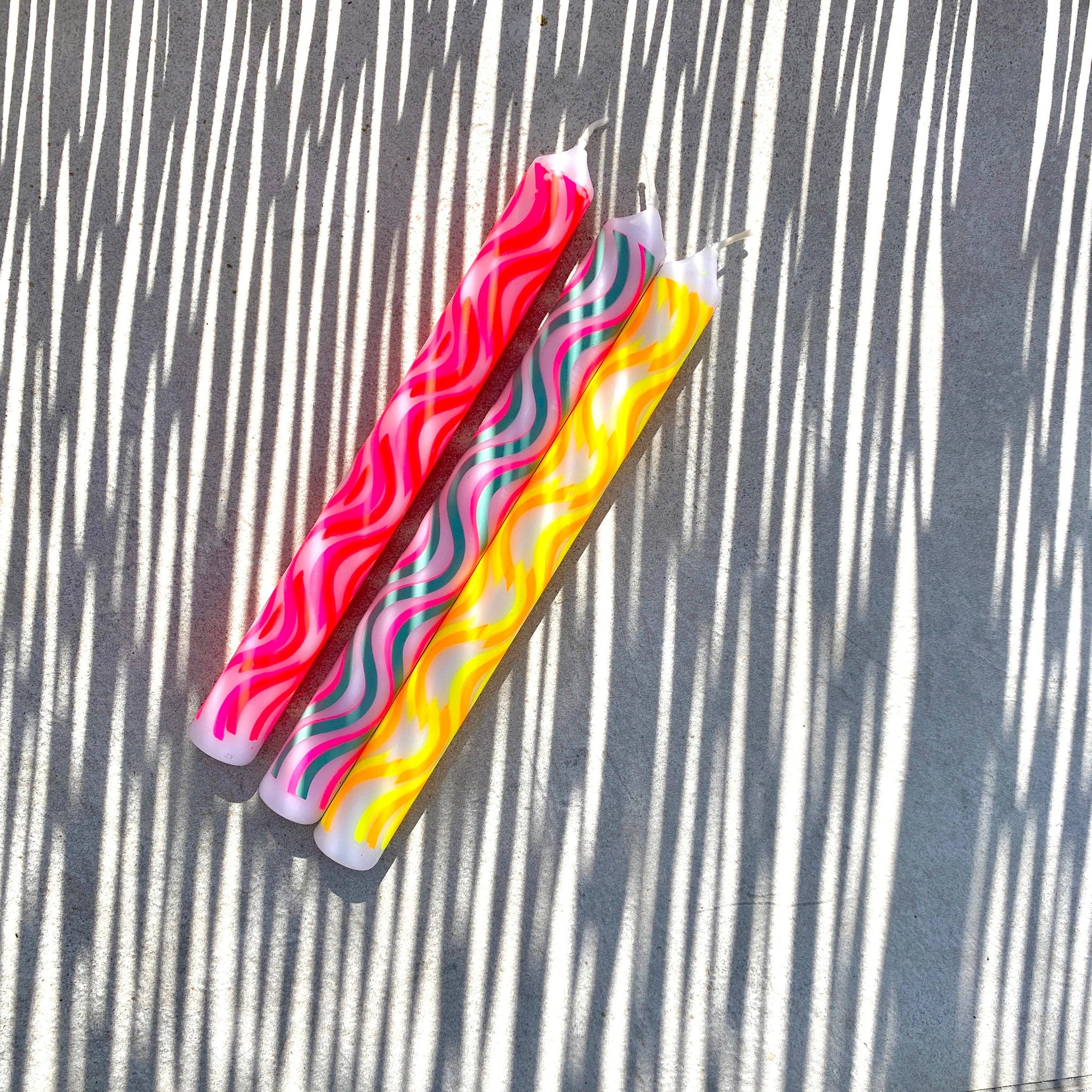 Neon Wavy Graphic Colorful Taper Candles