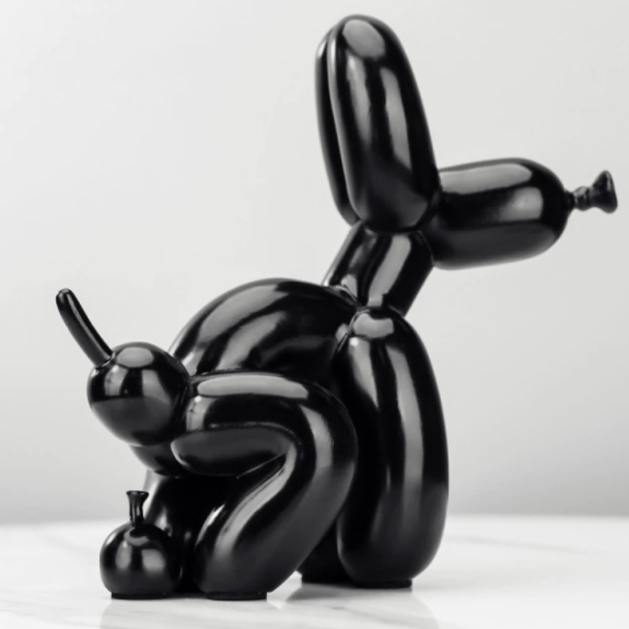 Poop Balloon Dog Statue - Black
