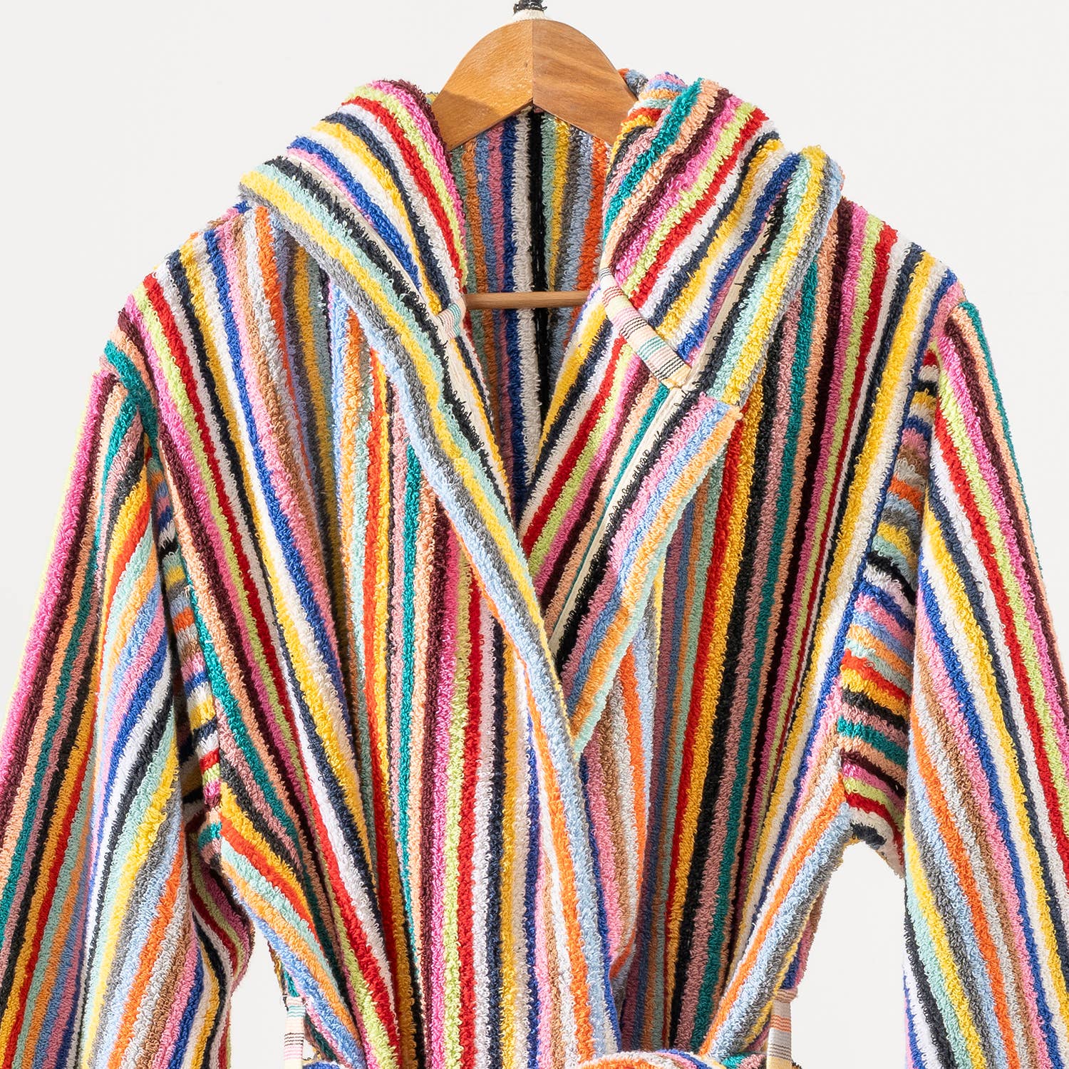 Rainbow Stripe PomPom Bathrobe Turkish Cotton