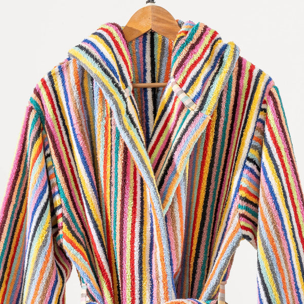 Rainbow Stripe PomPom Bathrobe Turkish Cotton