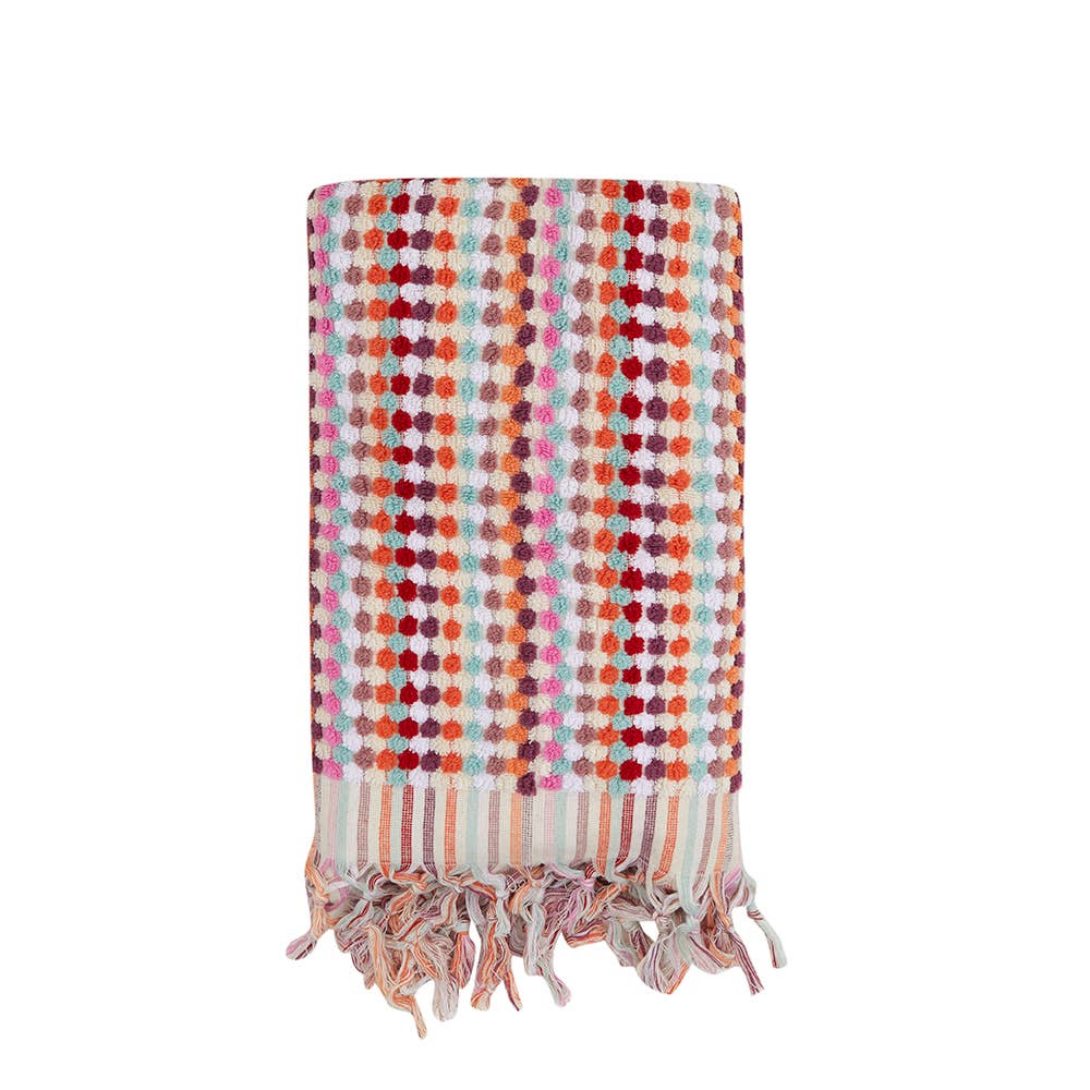 Multi-Pinky - Pompom Bubble Handloom Bath Turkish Towels Farmhouse Decor