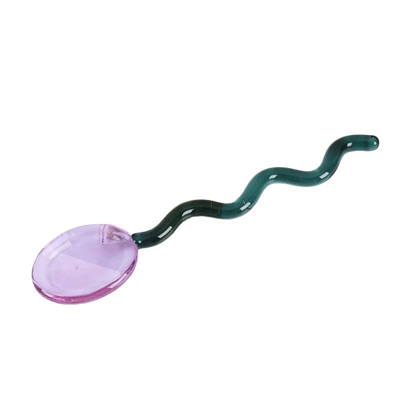 Creative Colored Glass Stirring Spoon: Brown Blue