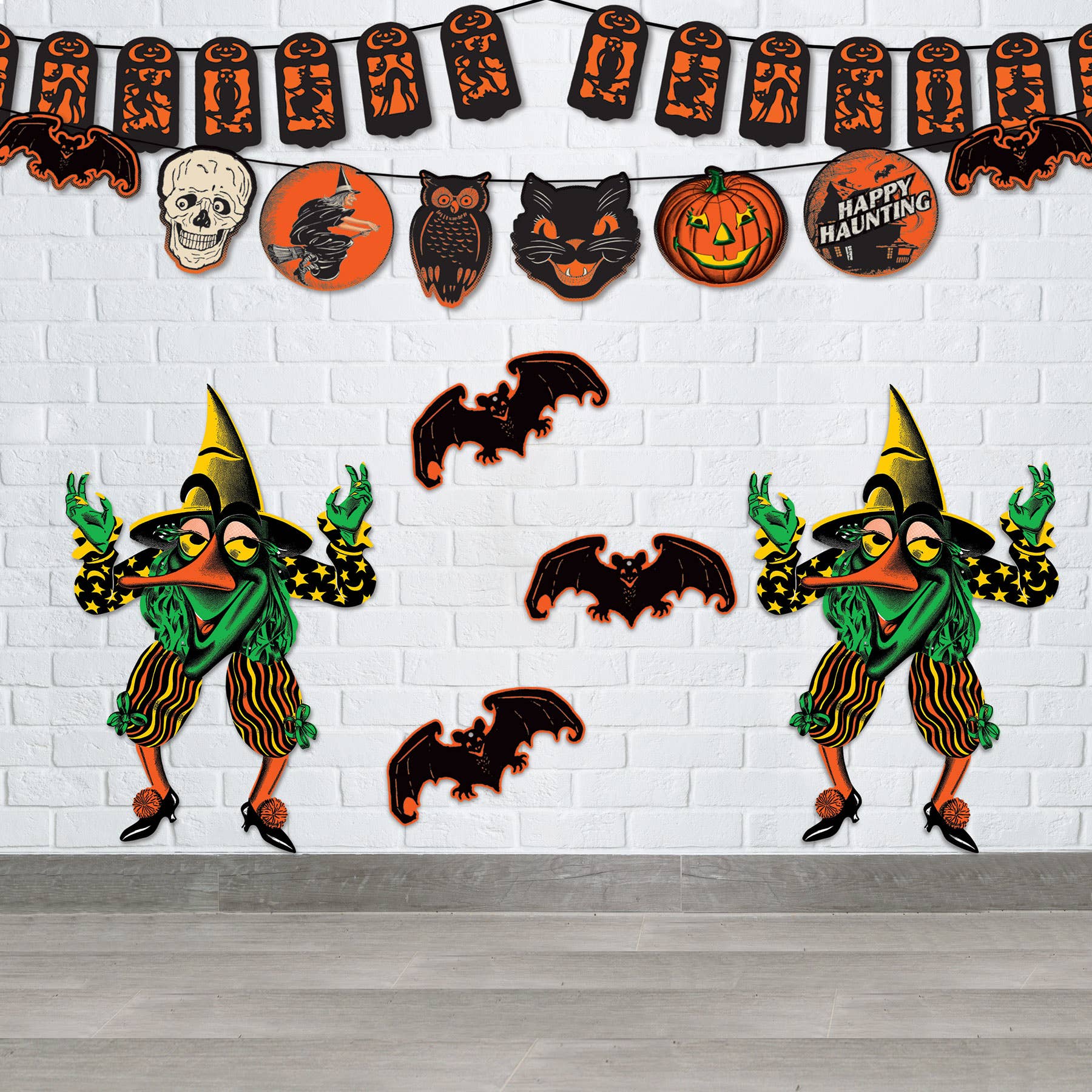 Vintage Halloween Jointed Witch Goblin 34"