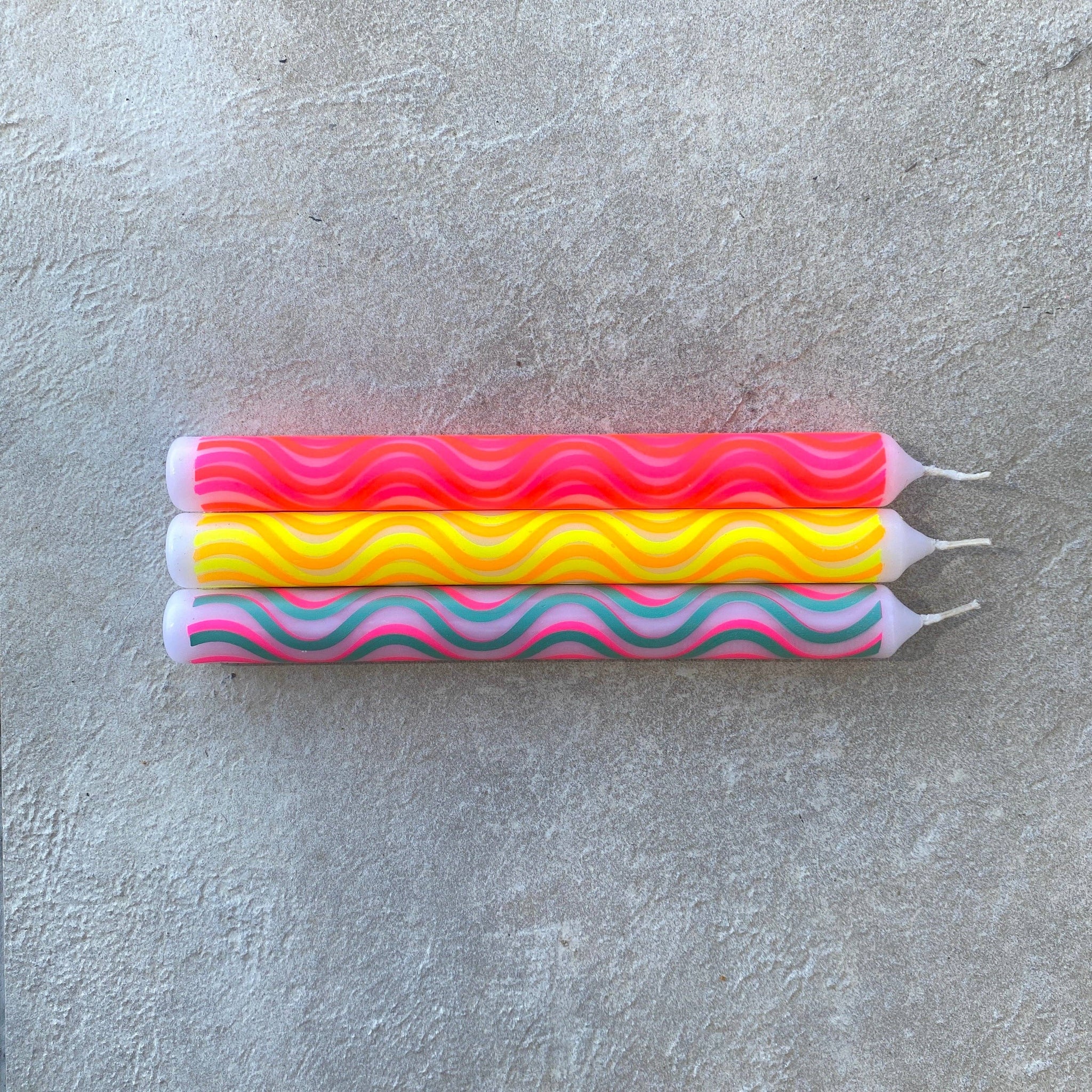 Neon Wavy Graphic Colorful Taper Candles