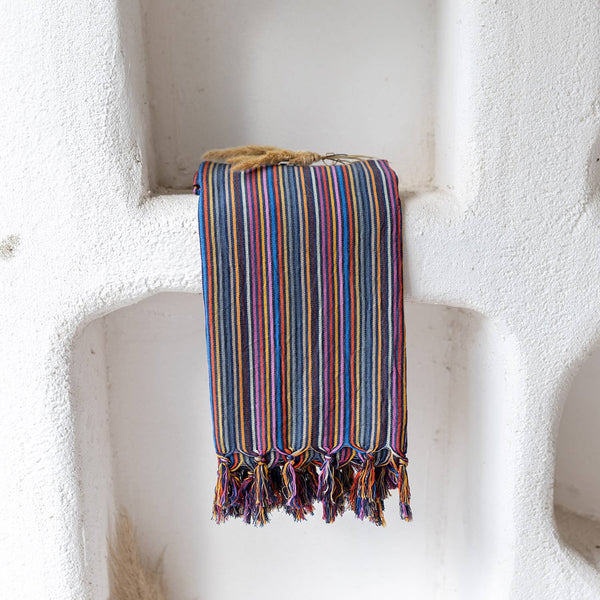 Rustic Vintage Bath Beach Towels: Rainbow Stripe