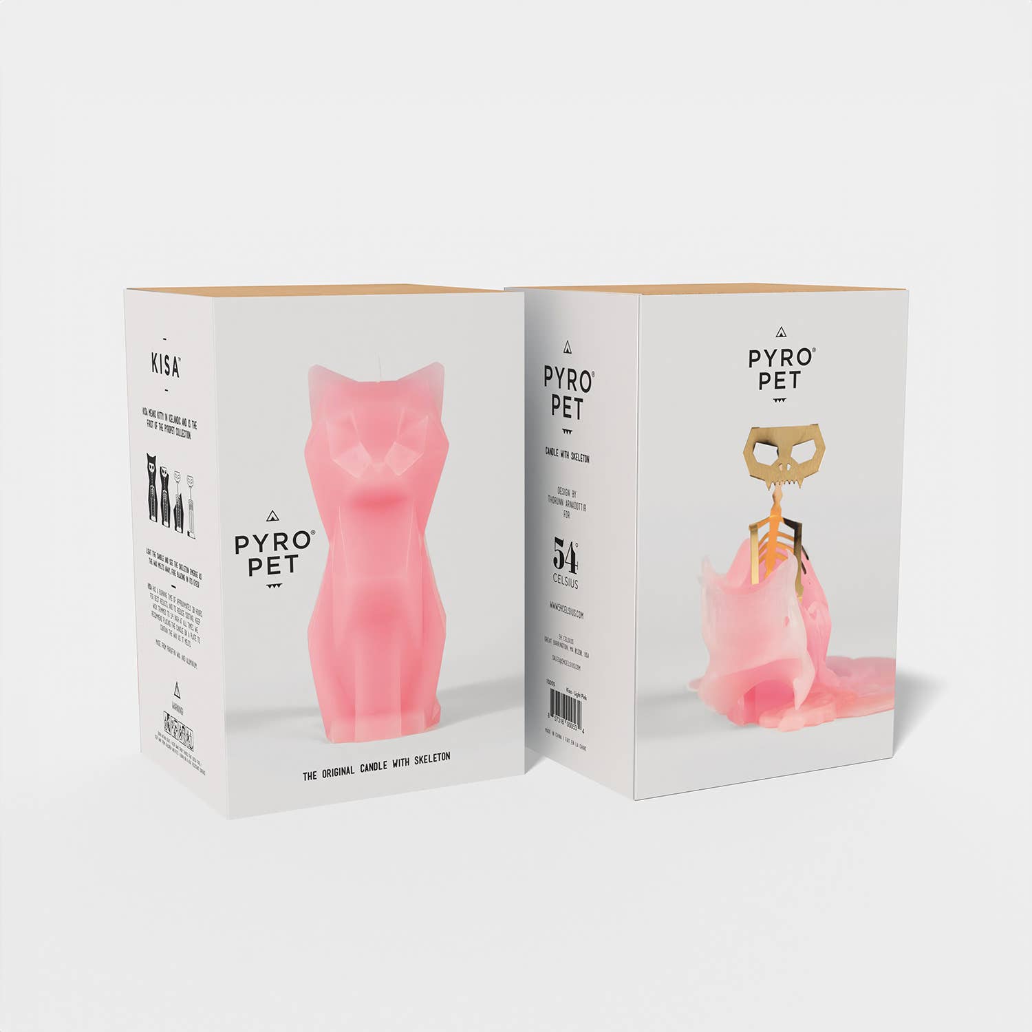 Geometric Pink Cat Candle