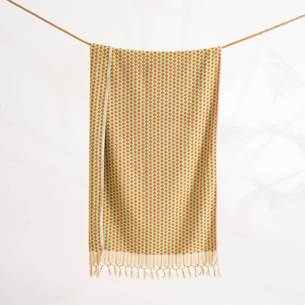 Pompom Bubble Handloom Bath Turkish Towels Farmhouse Decor: Orange Yellow