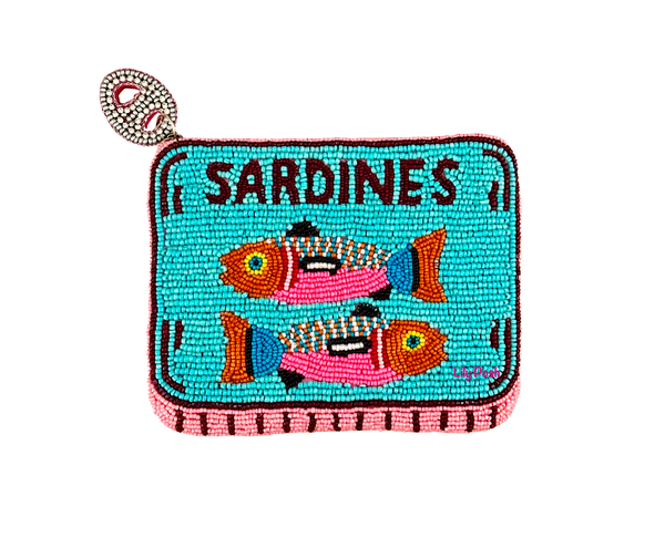 Sardines Hand Beaded Coin Purse