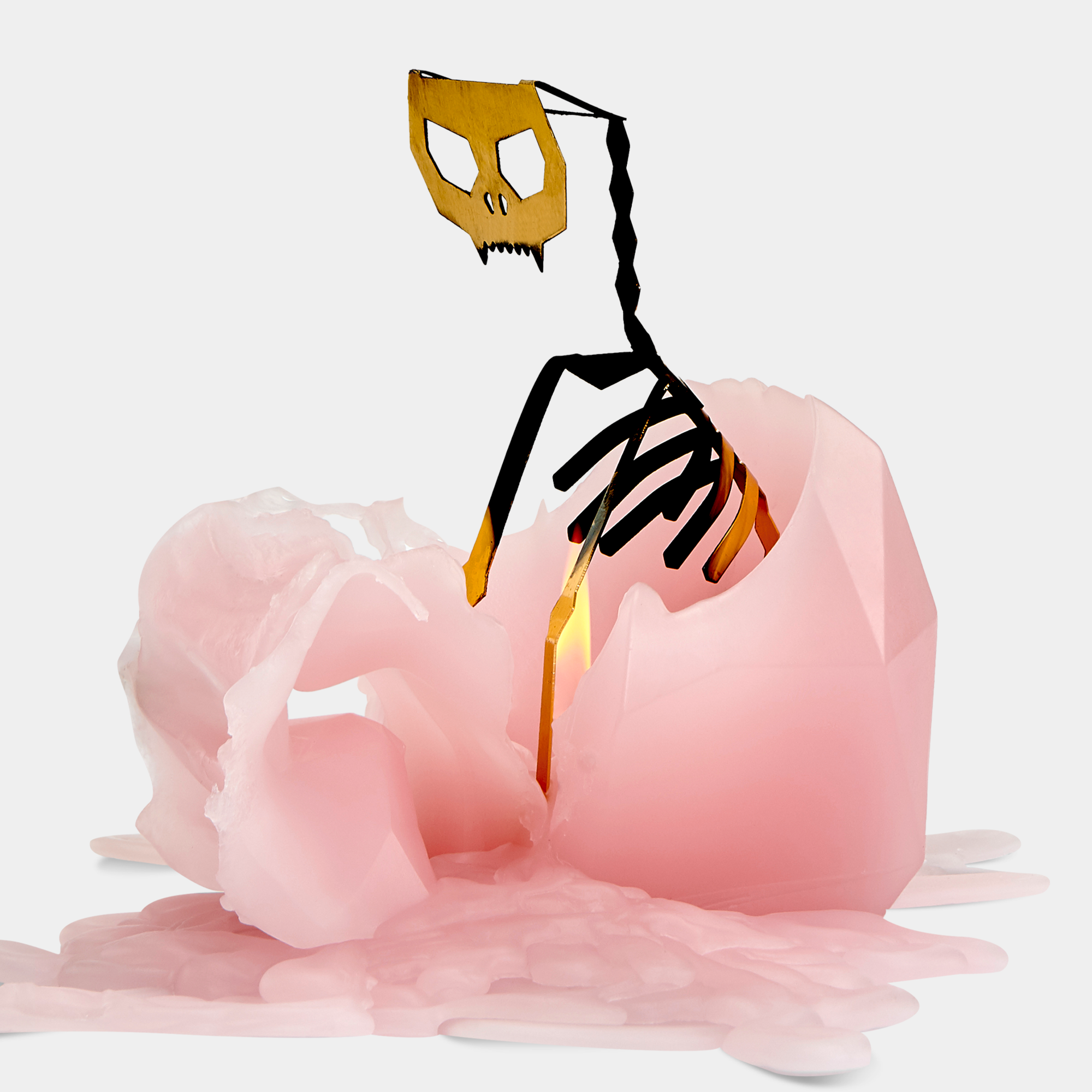 Geometric Pink Cat Candle