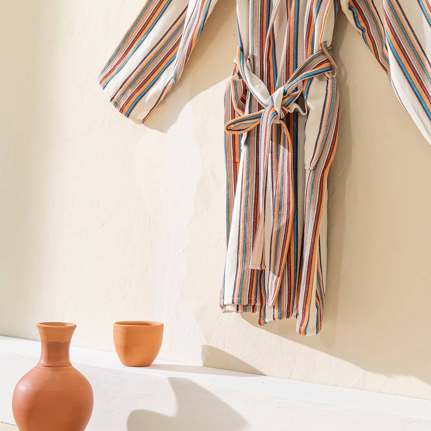Bathrobe Turkish Cotton LightWeight Quickdry Multicolor Striped Robe