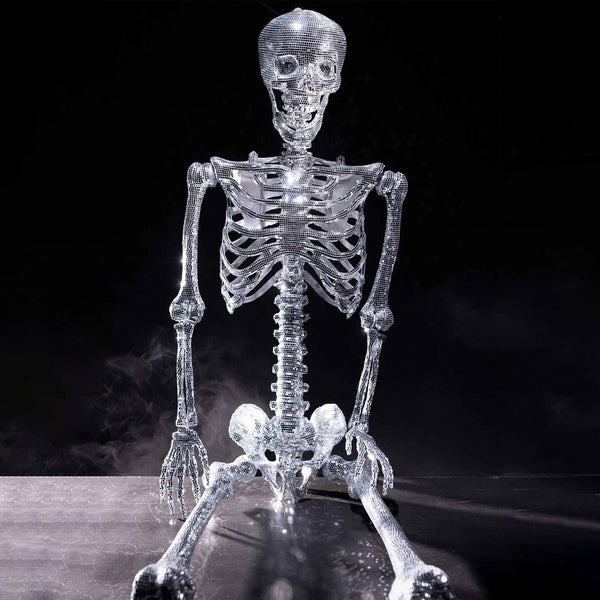 Disco Mirrorball Skeleton 6 feet tall