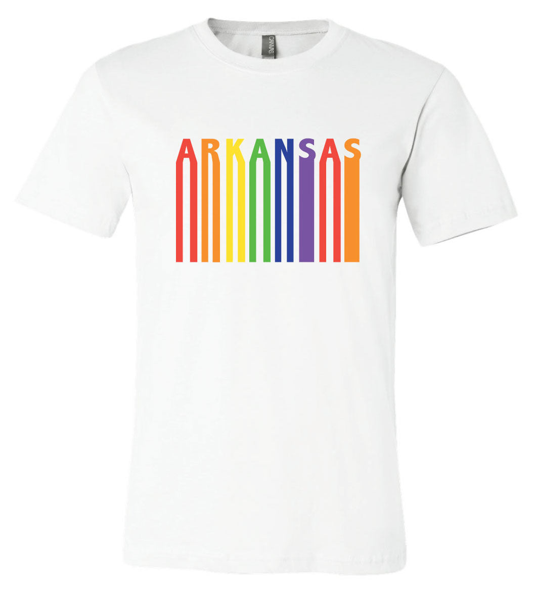 ARKANSAS Rainbow Barcode White T-Shirt