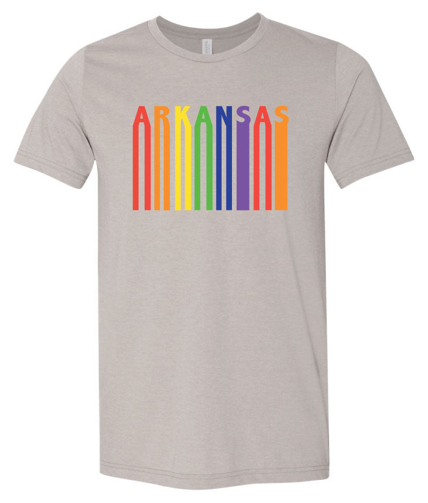 ARKANSAS Rainbow Barcode Stone T-Shirt