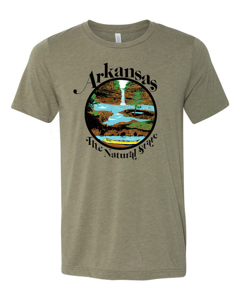 Arkansas Retro Natural State T-Shirt / Olive
