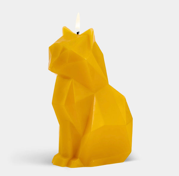 Geometric Mustard Cat Candle